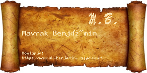 Mavrak Benjámin névjegykártya